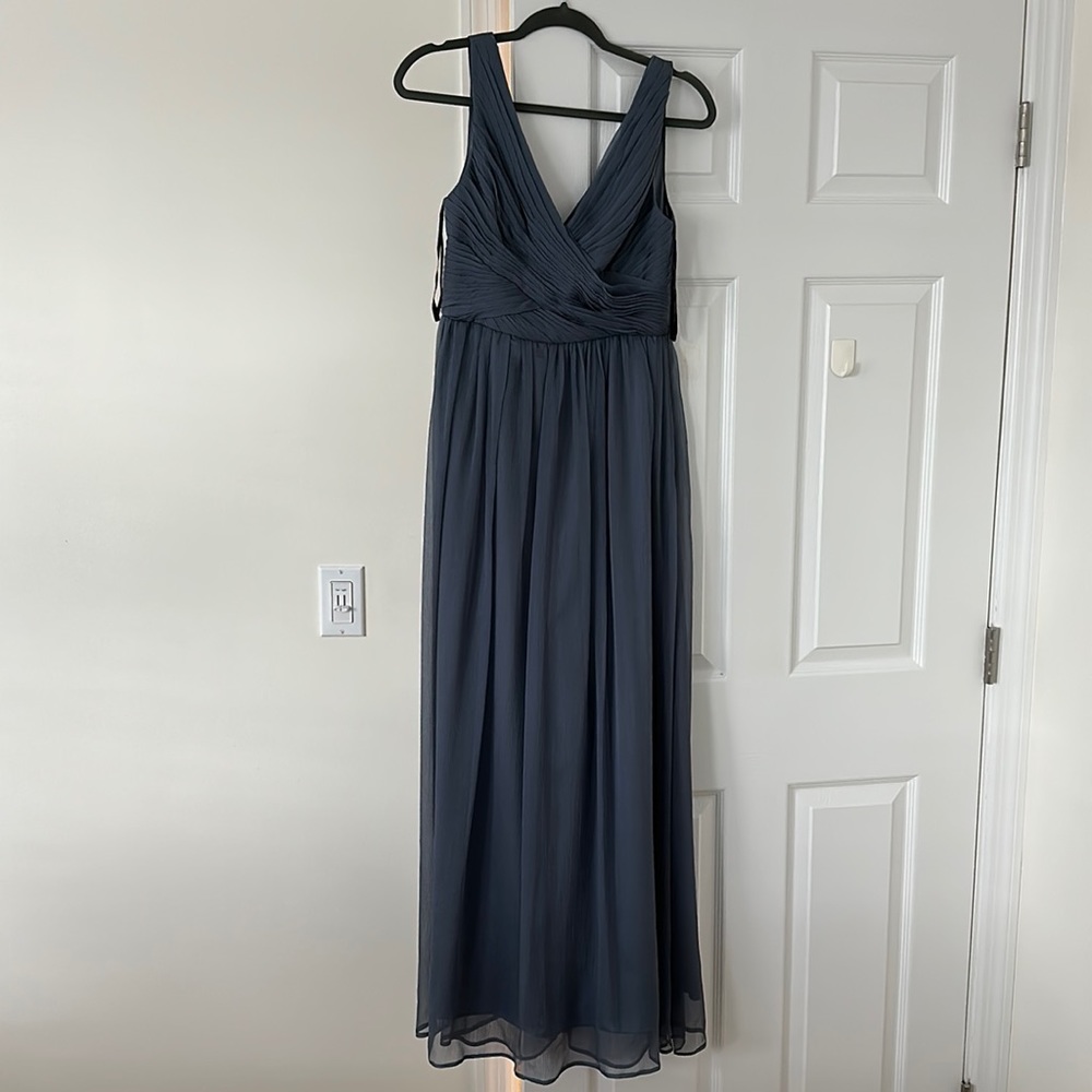 BHLDN. Size small. Slate blue chiffon overlay dress. Perfect condition.